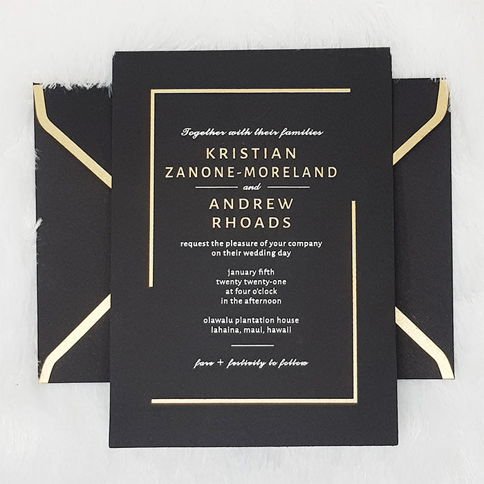 Black and White Wedding Invitations | Luxury Black, Gold Wedding Invites