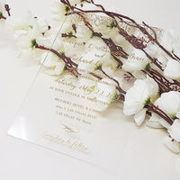 Luxury Boxed Acrylic Wedding Invitation with Real Gold Foil Printing