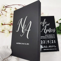 Luxury Black & Silver Box with Black Acrylic Wedding Invite