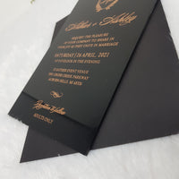 Black & Rose Gold Gorgeous Wedding Invitations with Vellum Wrap and Wax Seal