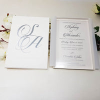 White & Silver Boxed Acrylic Invitation