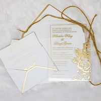 Clear Acrylic Wedding Invitations with Shimmer Gold Ink