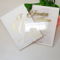 Handmade Custom Box Wedding Invitation with 3D Gold Names