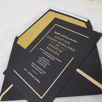 Black and White Wedding Invitations | Luxury Black, Gold Wedding Invites