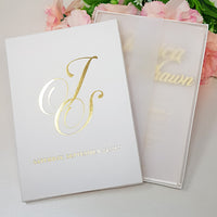 Handmade Custom Box Wedding Invitation with 3D Gold Names