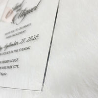 Clear Wedding Invitation with Black Ink Box Wedding Invitation