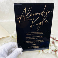 Budget black acrylic modern wedding invitation - 7005