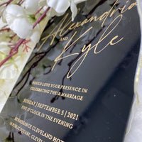 Budget black acrylic modern wedding invitation - 7005