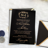 Modern Floral Wreath Invitation with Gold Print YWI-7010