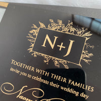 Modern Floral Wreath Invitation with Gold Print YWI-7010