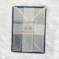 Luxury Vellum Bally Band Invitation | Clear Invite with Gold Ink YWI-7011