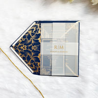 Luxury Vellum Bally Band Invitation | Clear Invite with Gold Ink YWI-7011