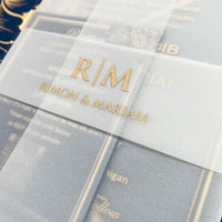 Luxury Vellum Bally Band Invitation | Clear Invite with Gold Ink YWI-7011