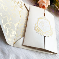 White and Dusty Rose Door Style Acrylic Invitations