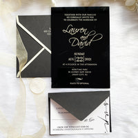 Regal Black Wedding Invitation with Champagne Color Ink YWI-7016