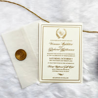 Delicate Gold and Ivory Clear Wedding Invitation | MyPrintMan
