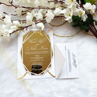 Budget Gold Mirror Invitation with White Lettering 7017 – My Printman