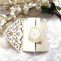 White and Dusty Rose Color Door Style Acrylic Invite