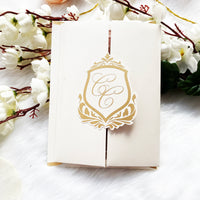 White and Dusty Rose Color Door Style Acrylic Wedding Invite