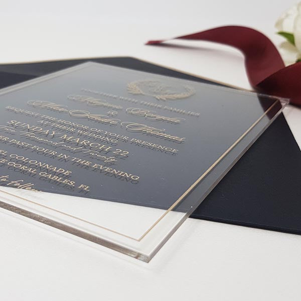 Clear Acrylic Wedding Invitation with Black Envelope for a Modern Wedding  Style Invite — Sofia Invitations and Prints