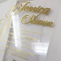 Handmade Custom Box Wedding Invitation with 3D Gold Names