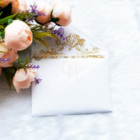 Luxury White Pocket Invitations with Plexiglass YWI-7013