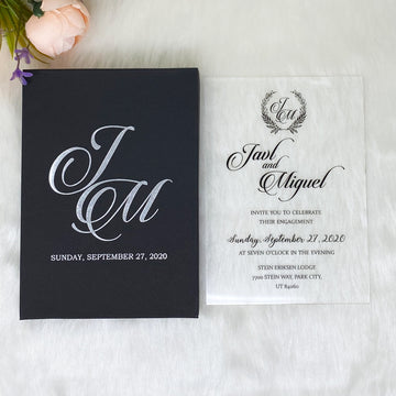 Clear Wedding Invitation with Black Ink Box Wedding Invitation