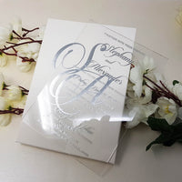 White & Silver Boxed Acrylic Wedding Invitation