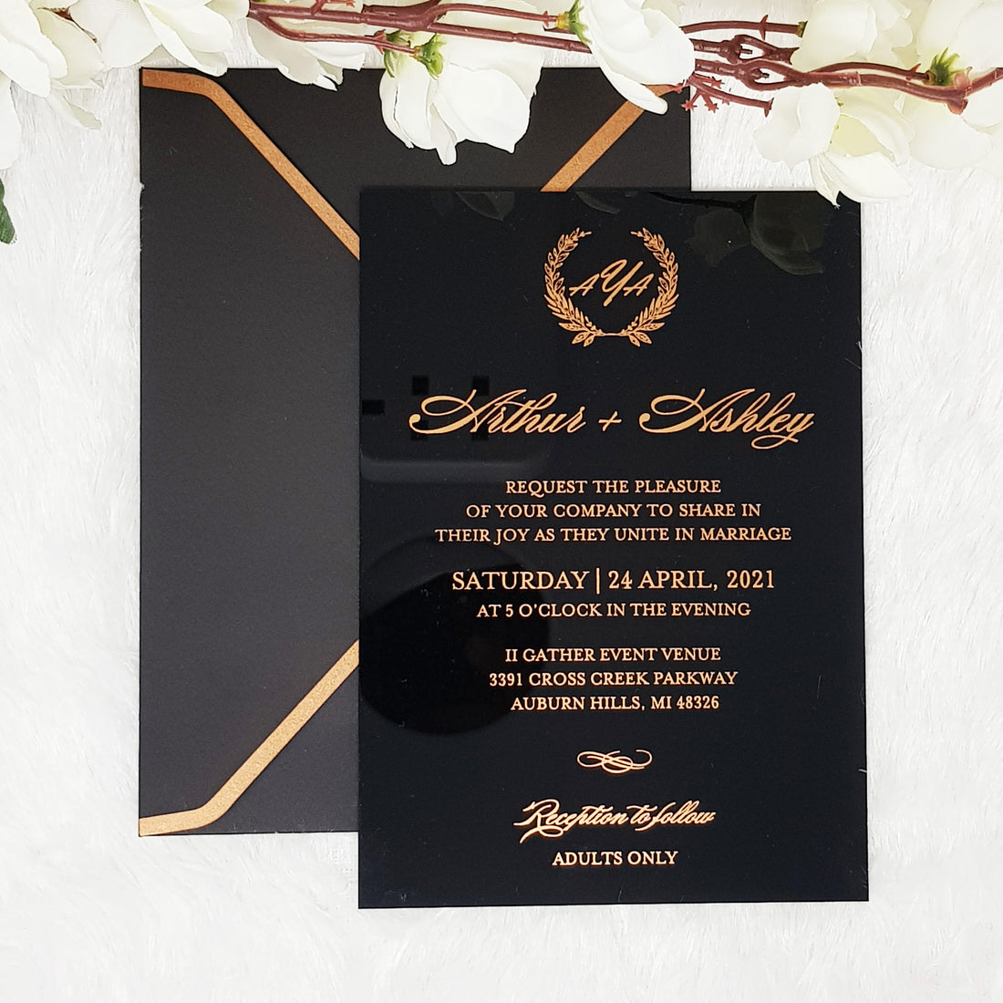 Modern Save the Dates for Wedding, Vellum Wedding Save the Date  Invitations, Gold Save the Dates for Weddings Personalized, Rose Gold  Invite 