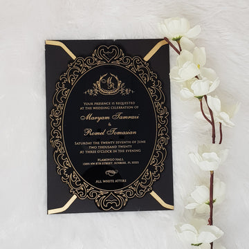 S1210, White Color, Shimmery Finish Paper, Scroll Invitations