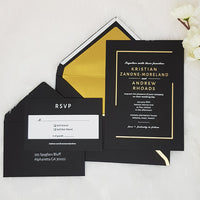 Black and White Wedding Invitations | Luxury Black, Gold Wedding Invites