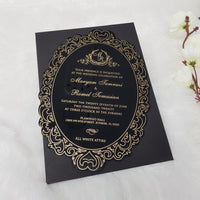Vintage Black Acrylic Invite with Gold Print AI-115