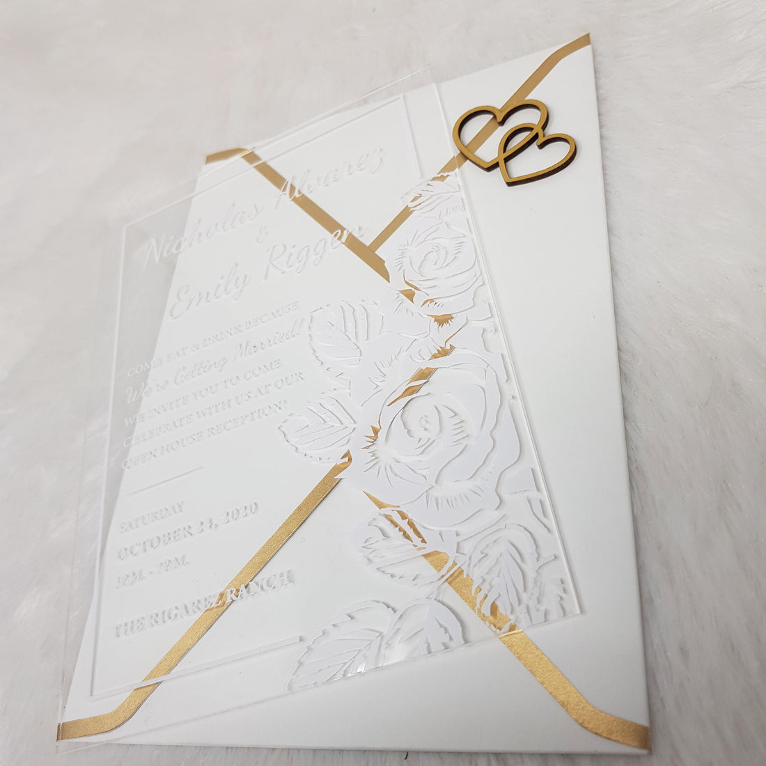 Clear Acrylic Wedding Invitation with White Ink | Transparent Invitations
