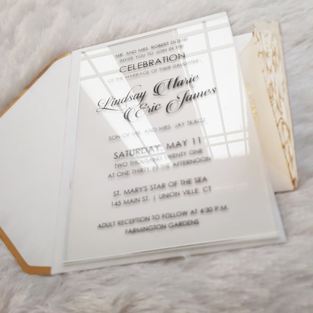Barely There Black Clear Acrylic Uv Printed Invitation