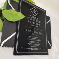 Dazzling Black & Silver Acrylic Invitation | Invitation for Wedding