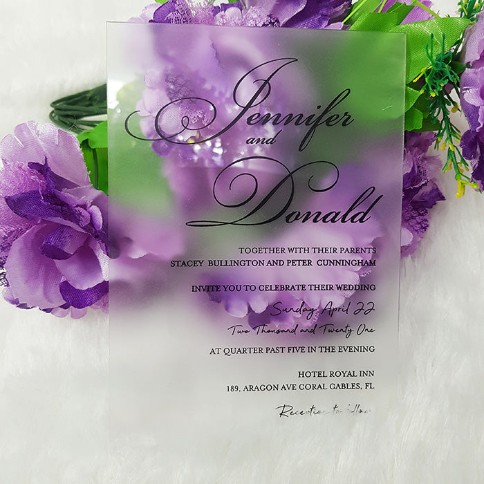 Frosted Acrylic Wedding Invitation, Frosted Acrylic Invite