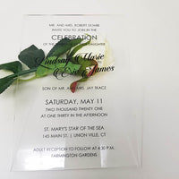 Elegant Clear/Transparent Wedding Invitation with Black Ink Printing