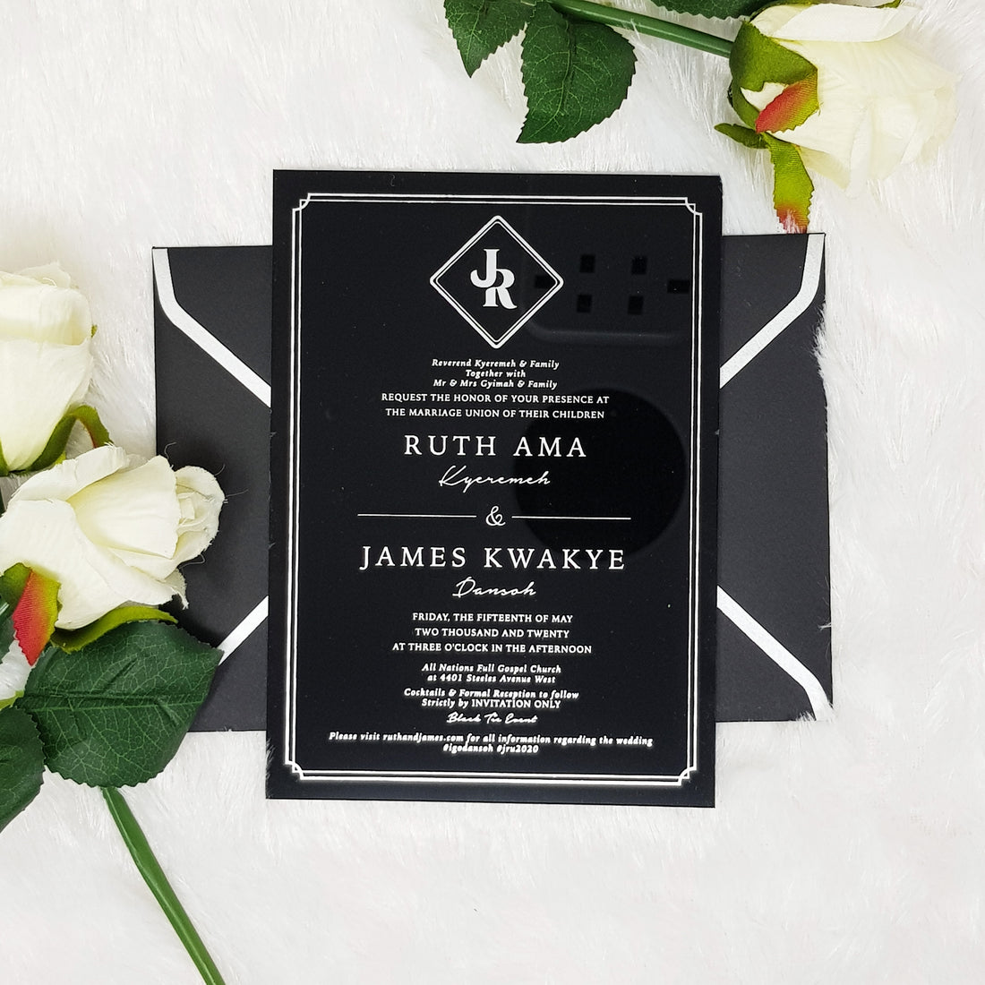 Dazzling Black & Silver Acrylic Invitation | Invitation for Wedding