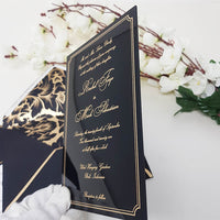 100x Black Frame Wedding Invitation with Gold Border | MyPrintMan