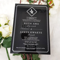 Dazzling Black & Silver Acrylic Invitation | Invitation for Wedding