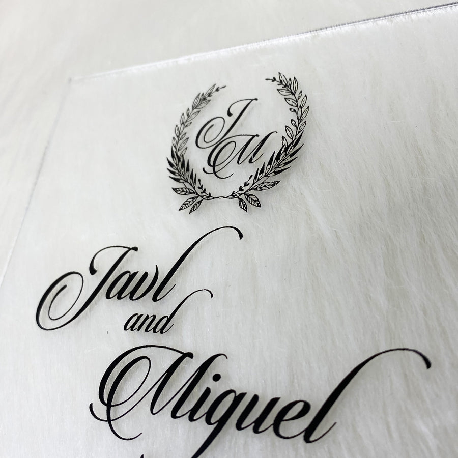 Clear Wedding Invitation with Black Ink Box Wedding Invitation