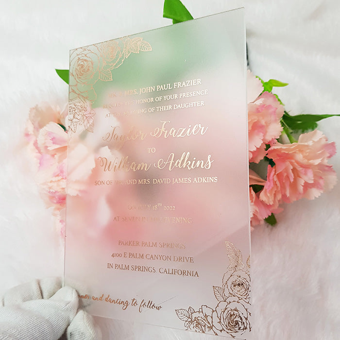 Rose Gold Acrylic Wedding Invitation, Rose Gold Wedding