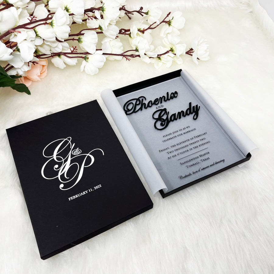 Box Wedding Invitation | Wedding Invitations | Acrylic Wedding Invitations YWI-7051