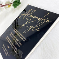 Budget black acrylic modern wedding invitation - 7005