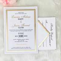Gold & Black Clear Invitation for Wedding with Golden Borders YWI-7002