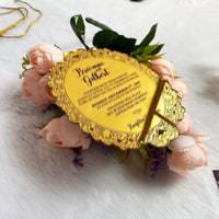 Opaque Love Gold Mirror Invitation with Eggplant Color Envelopes YWI-7009
