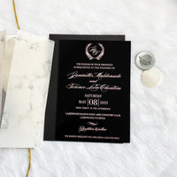 Blush Wedding Invitation | Black Acrylics with Blush Ink YWI-7012