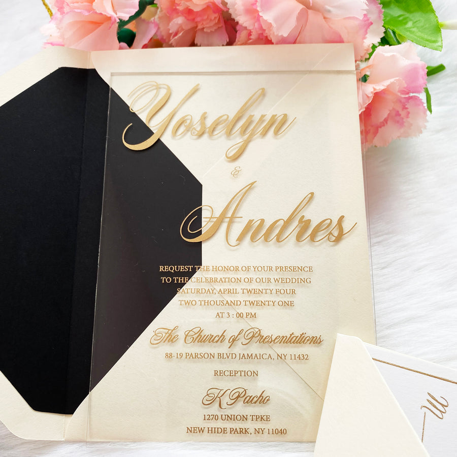Attractive Clear Wedding Invitation with Ivory Envelopes Online