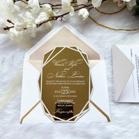 Budget Gold Mirror Invitation with White Lettering 7017 – My Printman