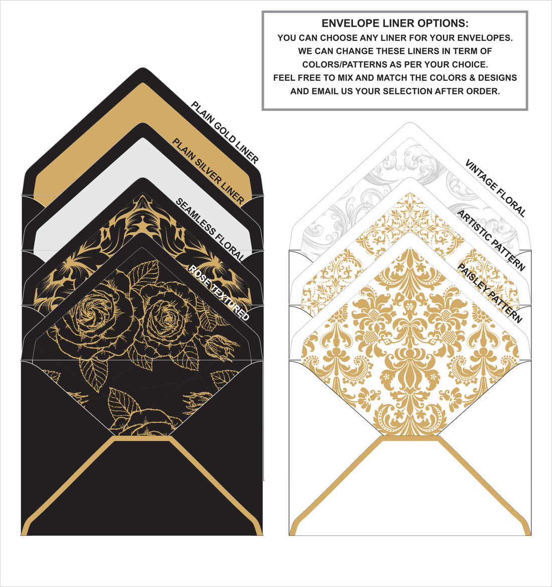 100x Black Frame Wedding Invitation with Gold Border | MyPrintMan